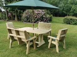 Churnet Valley Ergo 6 Seat Table Set - 2 X Chairs & 2 X Benches -Outdoor Garden Store 46798 2536
