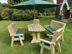 Churnet Valley Ergo 8 Seat Table Set - 2 X Chairs & 2 X 3-Seater Benches -Outdoor Garden Store 46800 2528