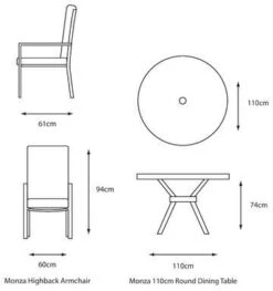 LG Outdoor Monza 4 Seat Set With High Back Armchairs And Parasol -Outdoor Garden Store 51129 30460