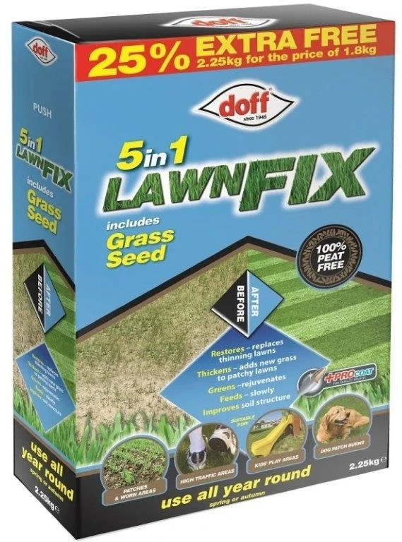 Doff 5 In 1 Lawn Fix + Grass Seed 2.25Kg 3 Doff 5 In 1 Lawn Fix + Grass Seed 2.25Kg